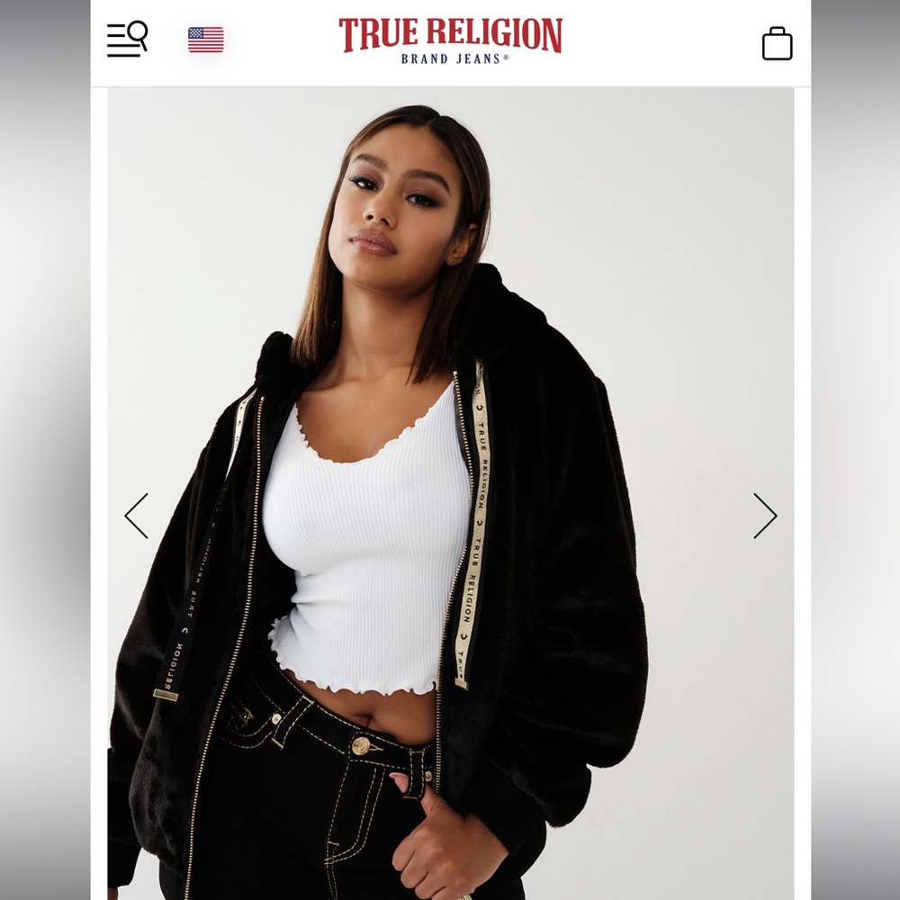 🔥TRUE RELIGION FAUX FUR LOGO RELAXED JACKET🔥